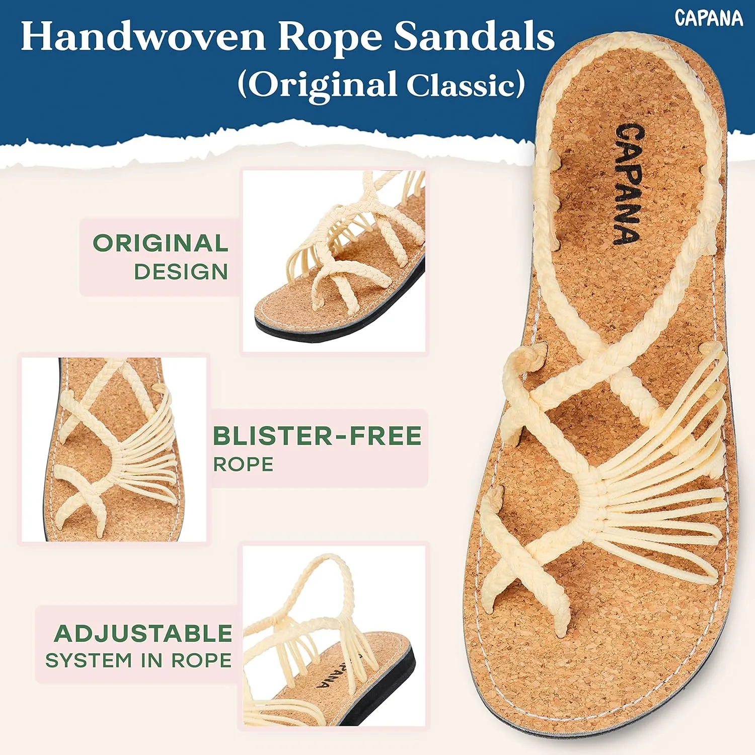 Capana Woven Women's Flat Sandals - Strappy Braided Sandals, Beach Sandals for Women Dressy Summer, Rope Bohemian Sandals, Spring Casual Womens Shoes, Comfy Boho Flats for Teen Girls – Banyan