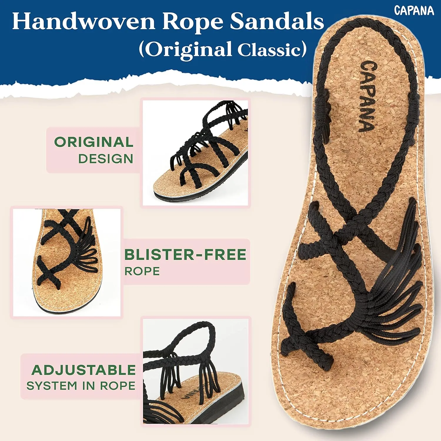 Capana Woven Women's Flat Sandals - Strappy Braided Sandals, Beach Sandals for Women Dressy Summer, Rope Bohemian Sandals, Spring Casual Womens Shoes, Comfy Boho Flats for Teen Girls – Banyan