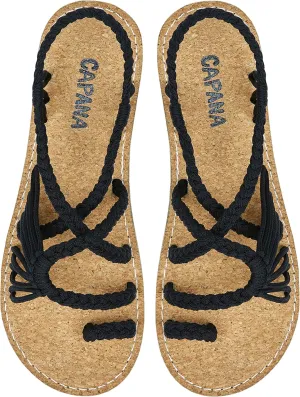Capana Woven Women's Flat Sandals - Strappy Braided Sandals, Beach Sandals for Women Dressy Summer, Rope Bohemian Sandals, Spring Casual Womens Shoes, Comfy Boho Flats for Teen Girls – Commune