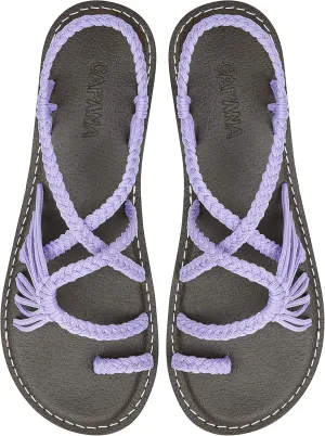 Capana Woven Women's Flat Sandals - Strappy Braided Sandals, Beach Sandals for Women Dressy Summer, Rope Bohemian Sandals, Spring Casual Womens Shoes, Comfy Boho Flats for Teen Girls – Commune