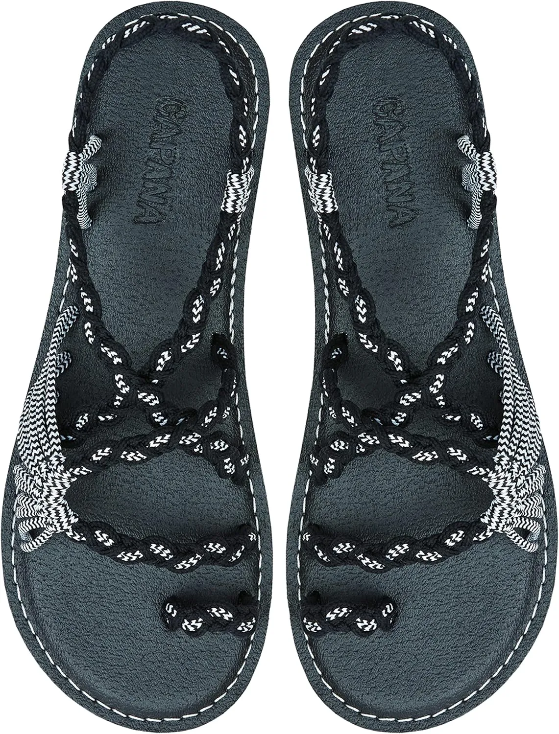 Capana Woven Women's Flat Sandals - Strappy Braided Sandals, Beach Sandals for Women Dressy Summer, Rope Bohemian Sandals, Spring Casual Womens Shoes, Comfy Boho Flats for Teen Girls – Commune