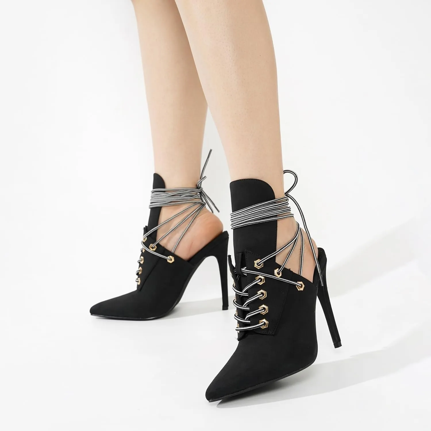 Cape Robbin Raphaela Lace-up Chic Stiletto Heels (Raphaela)