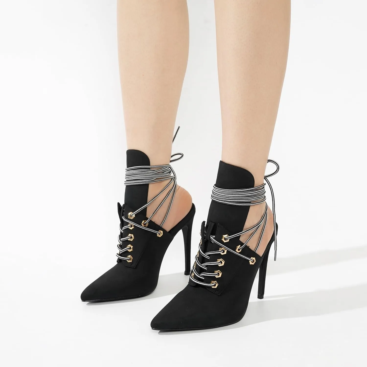 Cape Robbin Raphaela Lace-up Chic Stiletto Heels (Raphaela)