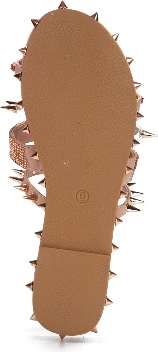 Cape Robbin Women's Studded Slide Sandals - Flat Slip-On Fashion Slides with Spikes - Comfortable Summer Sandals 2025 (Xtreme)