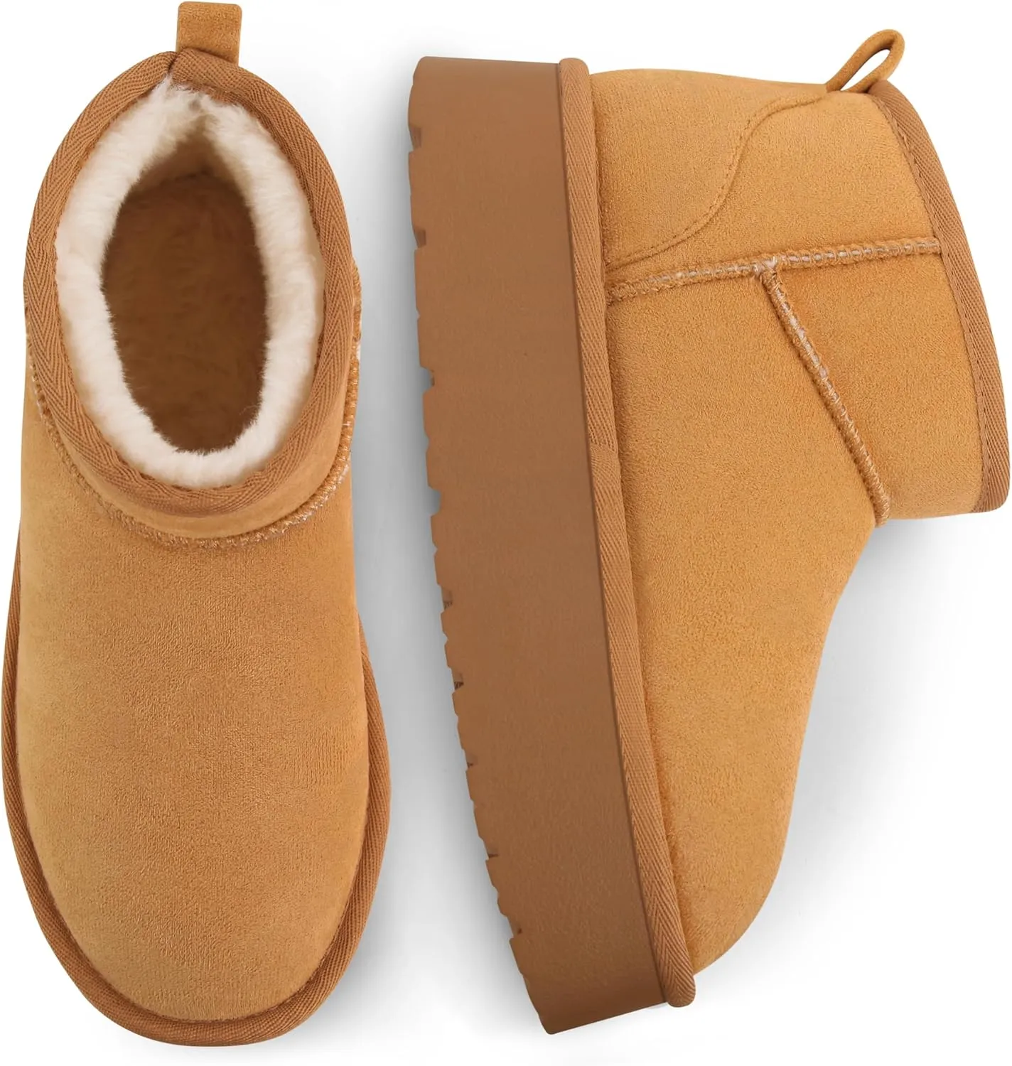 Carcuume Women's Platform Mini Boots Fur-Lined Winter Warm Ankle Snow Classic Ultra Comfortable Shoes