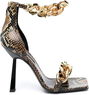 Chain Buckle Heels for Women Trendy Ankle Strap Open Toe High Women's Stiletto Shoes Square Open-toe Design Striking Embellishments Summer Comfortable Sandals