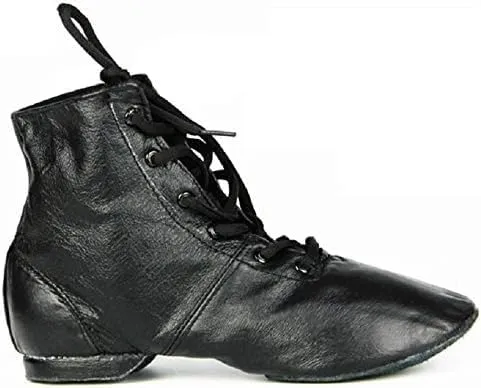 Cheapdancing Women’s Leather Practice Dancing Shoes Jazz Boots Soft-Soled High Boots, Black