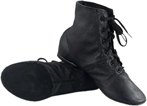 Cheapdancing Women’s Leather Practice Dancing Shoes Jazz Boots Soft-Soled High Boots, Black