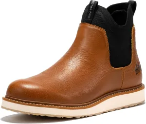 Chelsea Work Boots Men, 6 Inch Soft Toe Waterproof Full Grain Leather Chelsea Wedge Work Shoes Breathable Comfortable(BP501-503)