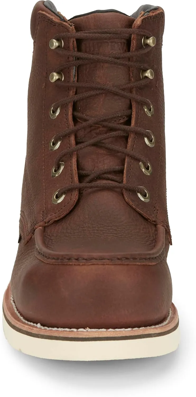 Chippewa Men's Edge Walker 6" Waterproof Lace-Up Wedge Soft Toe Work Boot, Briar Haystack - Durable & Comfortable Moc Toe Boots for Men
