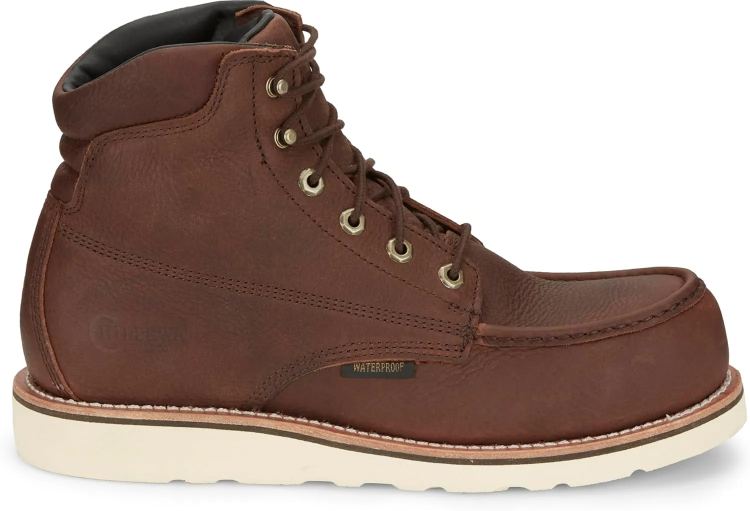 Chippewa Men's Edge Walker 6" Waterproof Lace-Up Wedge Soft Toe Work Boot, Briar Haystack - Durable & Comfortable Moc Toe Boots for Men