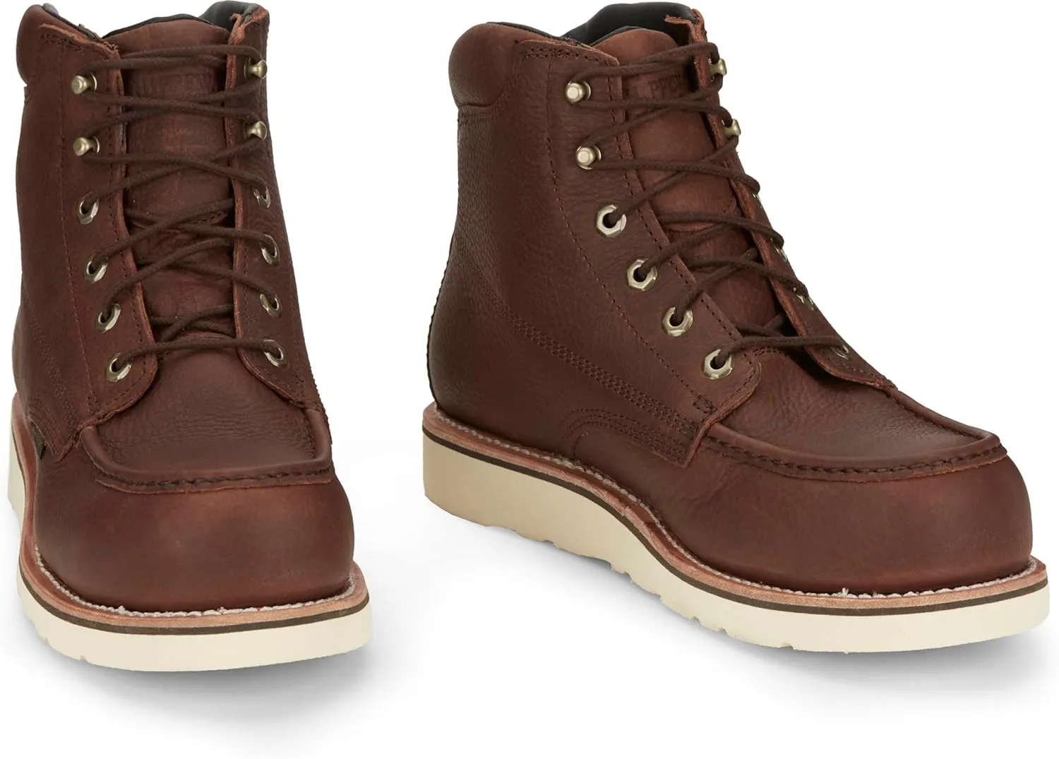 Chippewa Men's Edge Walker 6" Waterproof Lace-Up Wedge Soft Toe Work Boot, Briar Haystack - Durable & Comfortable Moc Toe Boots for Men