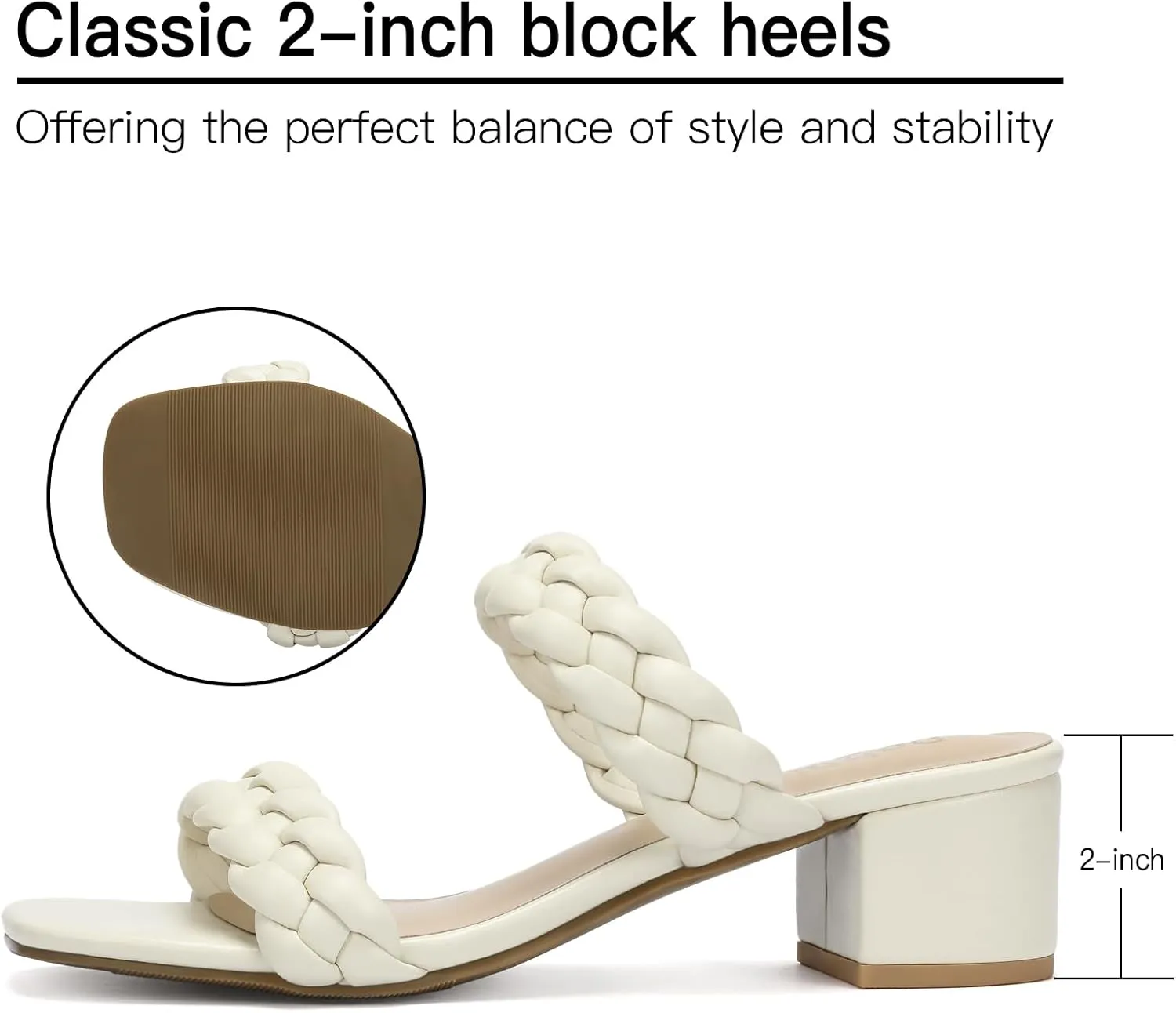 Chunky Heels for Women Braided Dressy Sandals Square Open Toe Summer Shoes