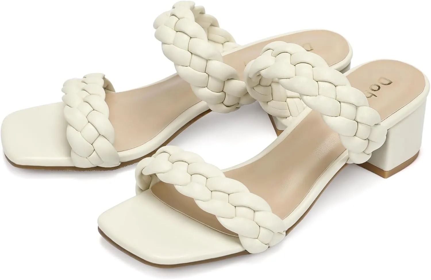 Chunky Heels for Women Braided Dressy Sandals Square Open Toe Summer Shoes