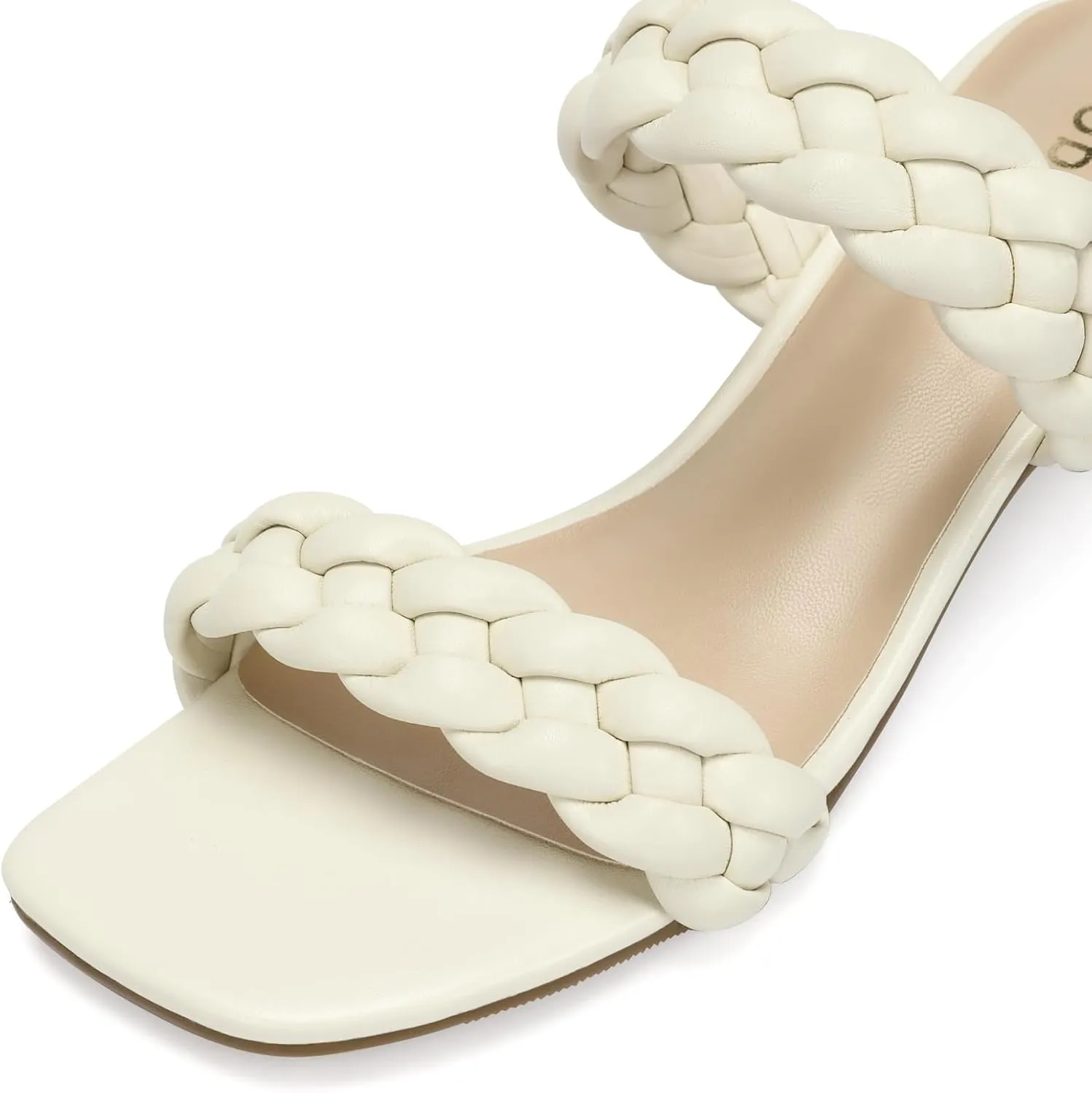 Chunky Heels for Women Braided Dressy Sandals Square Open Toe Summer Shoes