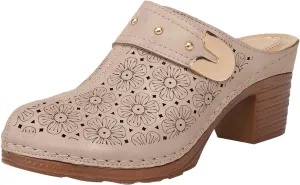 Chunky Heels Sandals for Women 2025 Closed Toe Wide Width Hollow Out Slip On Block Mules Recovery Slippers Ladies Comfortable Cushion Footbed Orthopedic Arch Support Shoes for Daily Wear