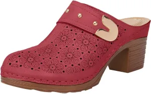 Chunky Heels Sandals for Women 2025 Closed Toe Wide Width Hollow Out Slip On Block Mules Recovery Slippers Ladies Comfortable Cushion Footbed Orthopedic Arch Support Shoes for Daily Wear