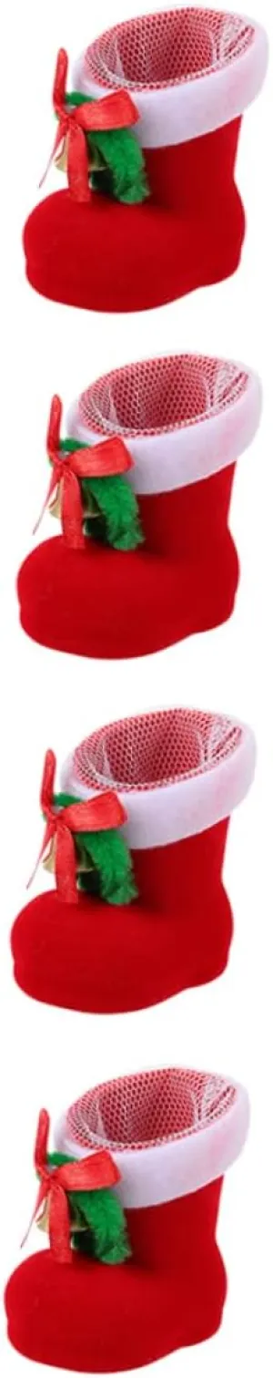 Ciieeo Boys and Girls' Christmas Candy Shoes Storage 4 Pcs Boot Decor Festive Soft for