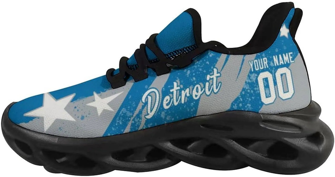 City Custom Football Flex Sneakers Personalized Name Number Athletic Shoes Fans Gifts Breathable Casual Shoes for Men Women