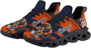 City Custom Football Mascot Flex Sneakers Personalized Name Number Athletic Breathable Rugby Shoes for Men Women Fans Gift