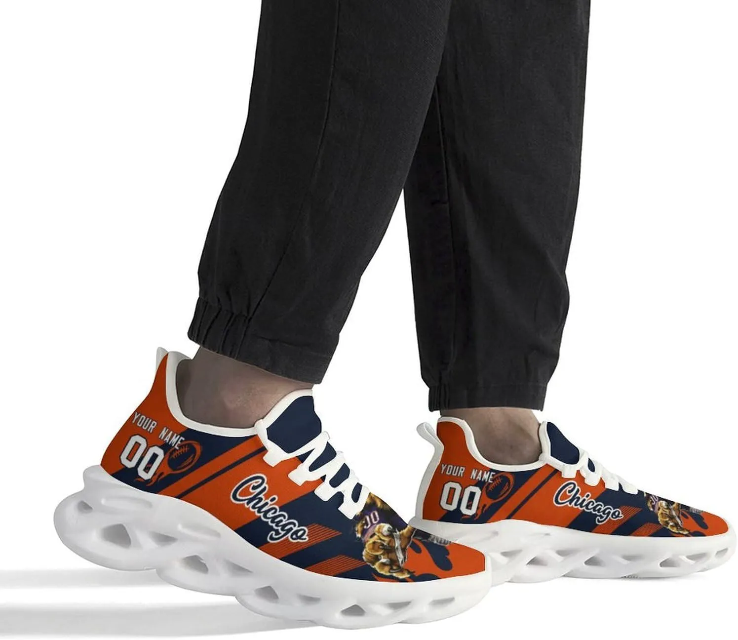 City Custom Football Mascot Flex Sneakers Personalized Name Number Athletic Breathable Rugby Shoes for Men Women Fans Gift