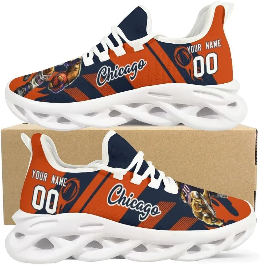 City Custom Football Mascot Flex Sneakers Personalized Name Number Athletic Breathable Rugby Shoes for Men Women Fans Gift
