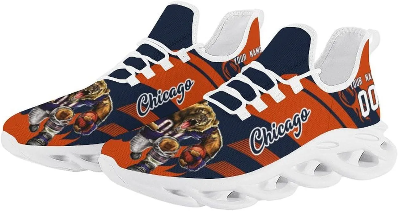 City Custom Football Mascot Flex Sneakers Personalized Name Number Athletic Breathable Rugby Shoes for Men Women Fans Gift