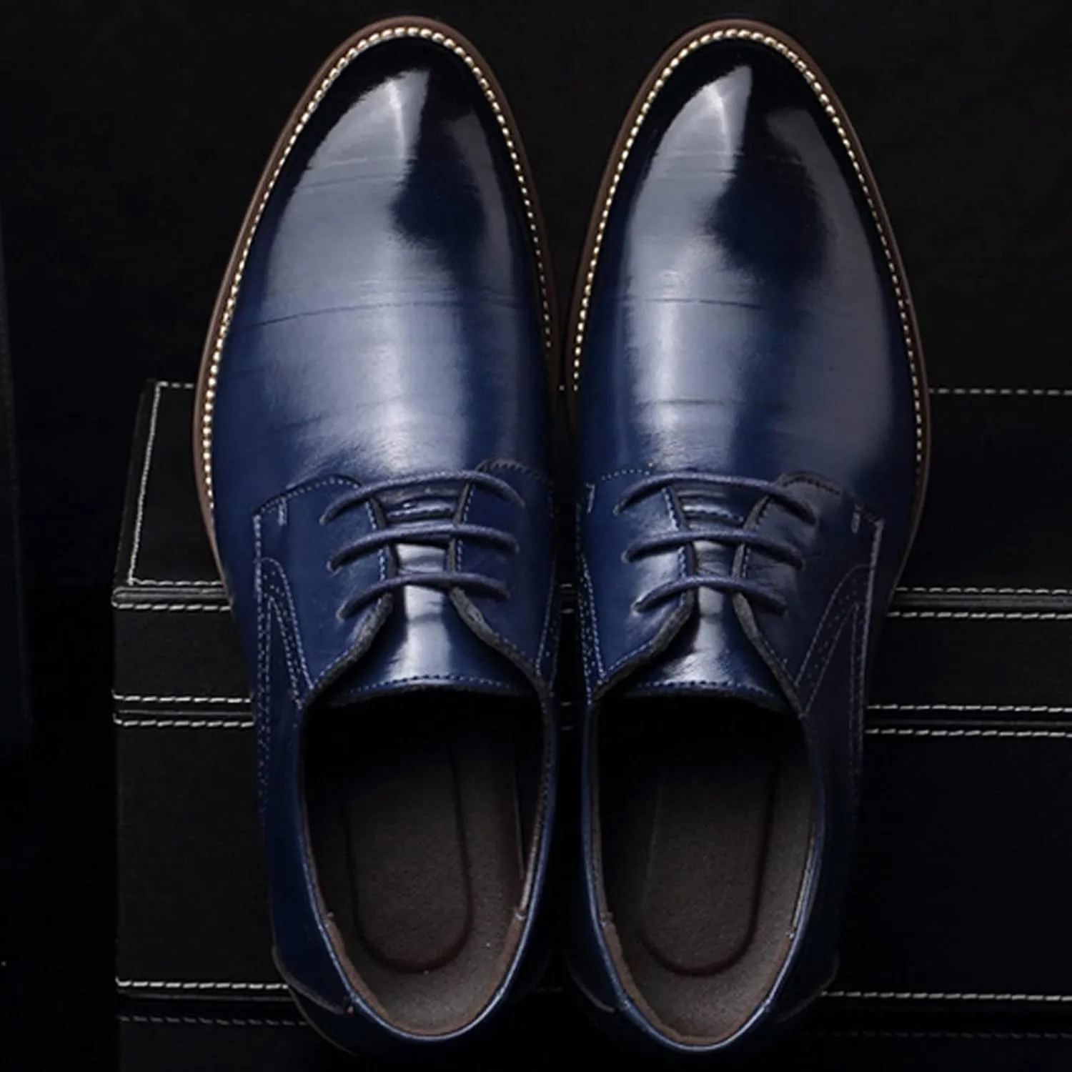 Classical Style Shoes for Men Slip On PU Leather Low Rubber Sole Block Heel Work Sneaker Shoes Men Formal Leather