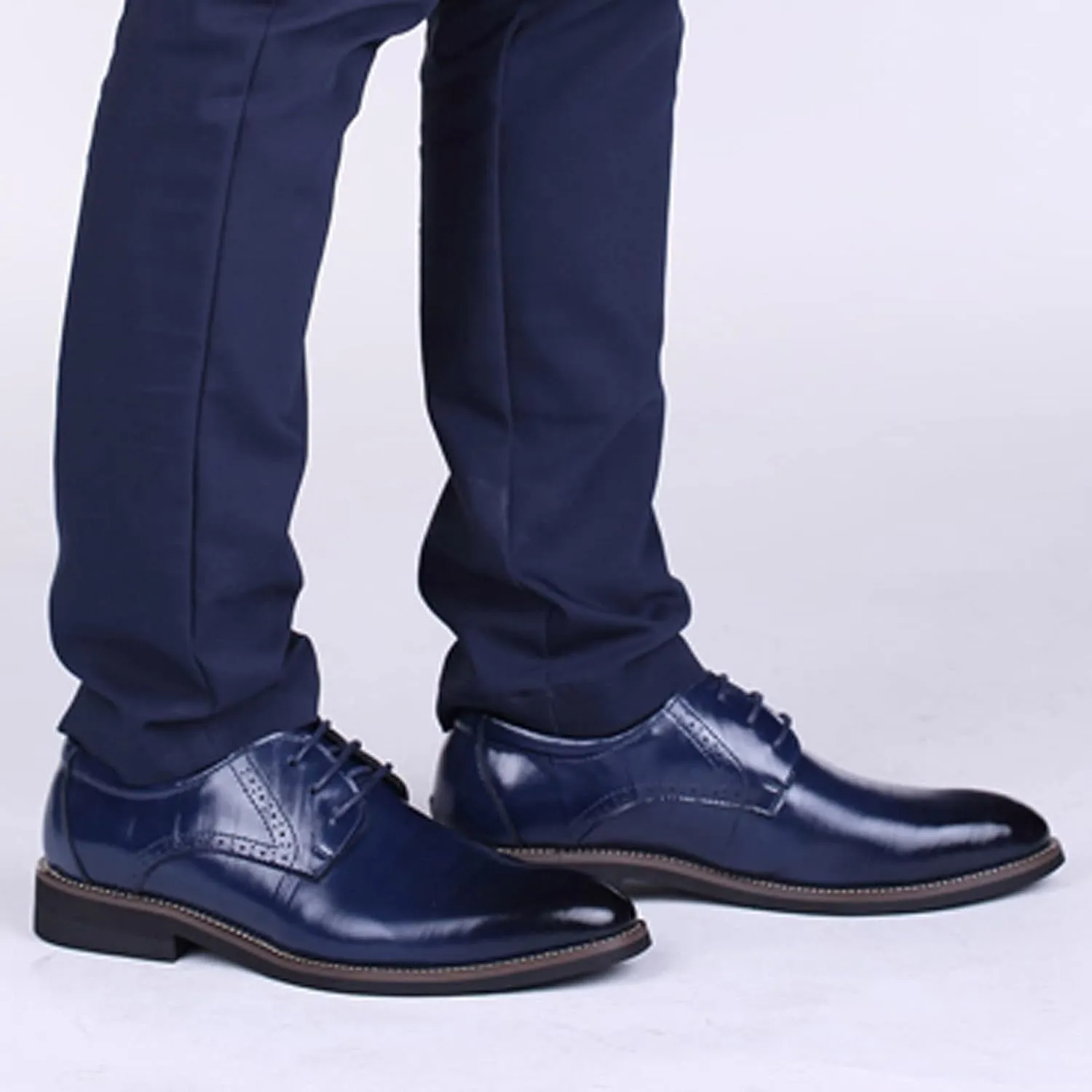 Classical Style Shoes for Men Slip On PU Leather Low Rubber Sole Block Heel Work Sneaker Shoes Men Formal Leather