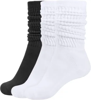 CLOSEMATE Womens Crew Slouch Socks Cotton Soft Scrunch for Boots Loafers Sneakers 3 Pairs