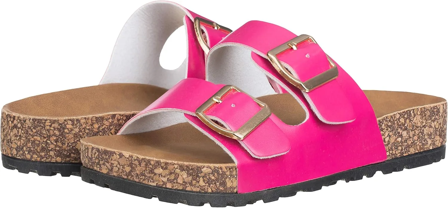 CLOVERLAY Women's Slide Sandals Casual Cork Footbed Platform Sandals Open Toe Slides