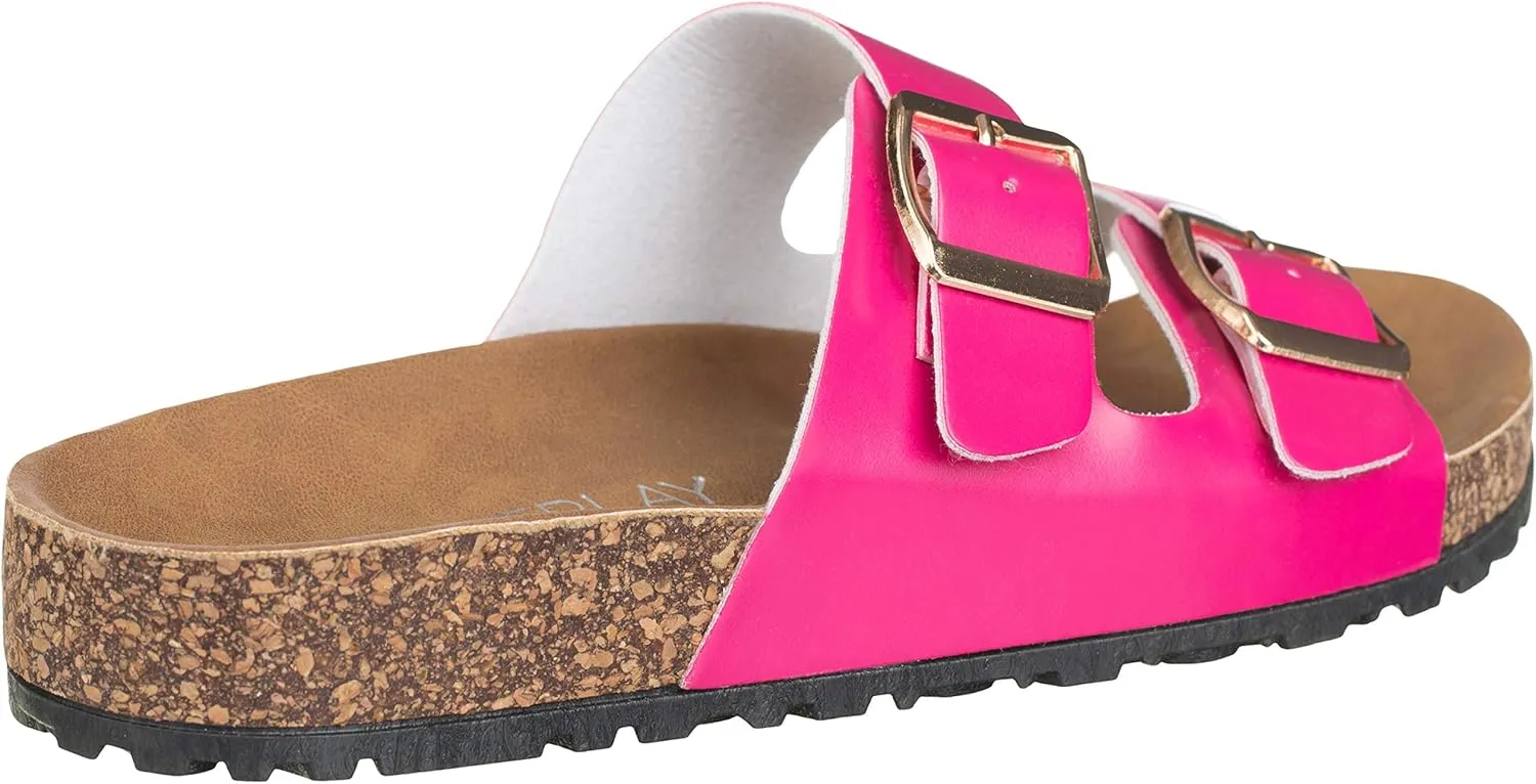 CLOVERLAY Women's Slide Sandals Casual Cork Footbed Platform Sandals Open Toe Slides