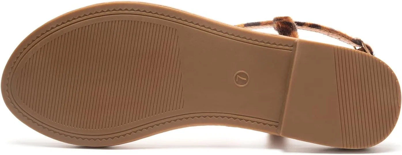 Colgo Thong Flat Sandals, Casual Women T-Strap Dress Sandals with Adjustable Ankle Buckle for Summer Wedding