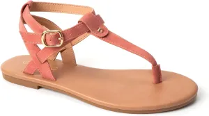Colgo Thong Flat Sandals, Casual Women T-Strap Dress Sandals with Adjustable Ankle Buckle for Summer Wedding