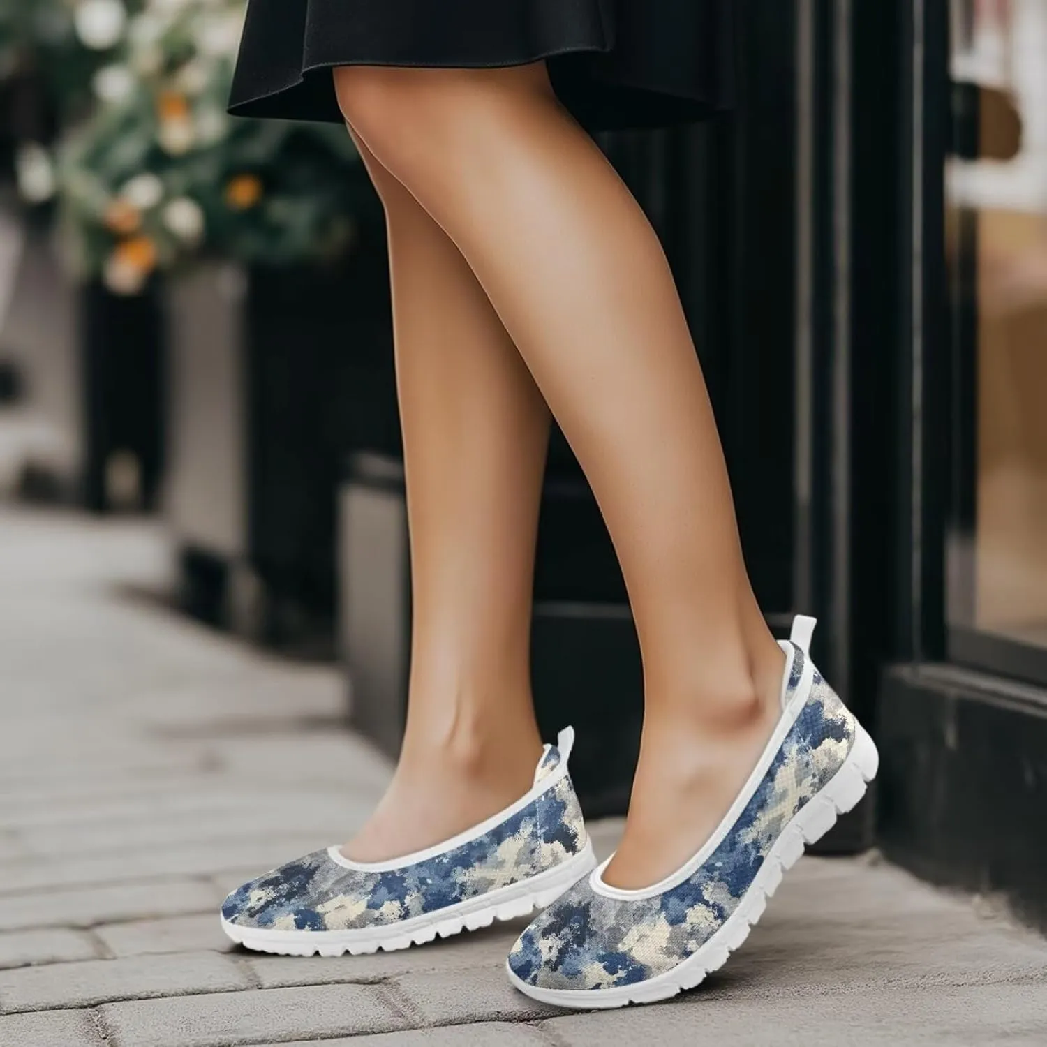 Coloranimal Loafers for Women Flat Shoes Walking Running Shoes Slip On Shoes Mesh Athletic Shoes Lightweight Womens Travel Shoes