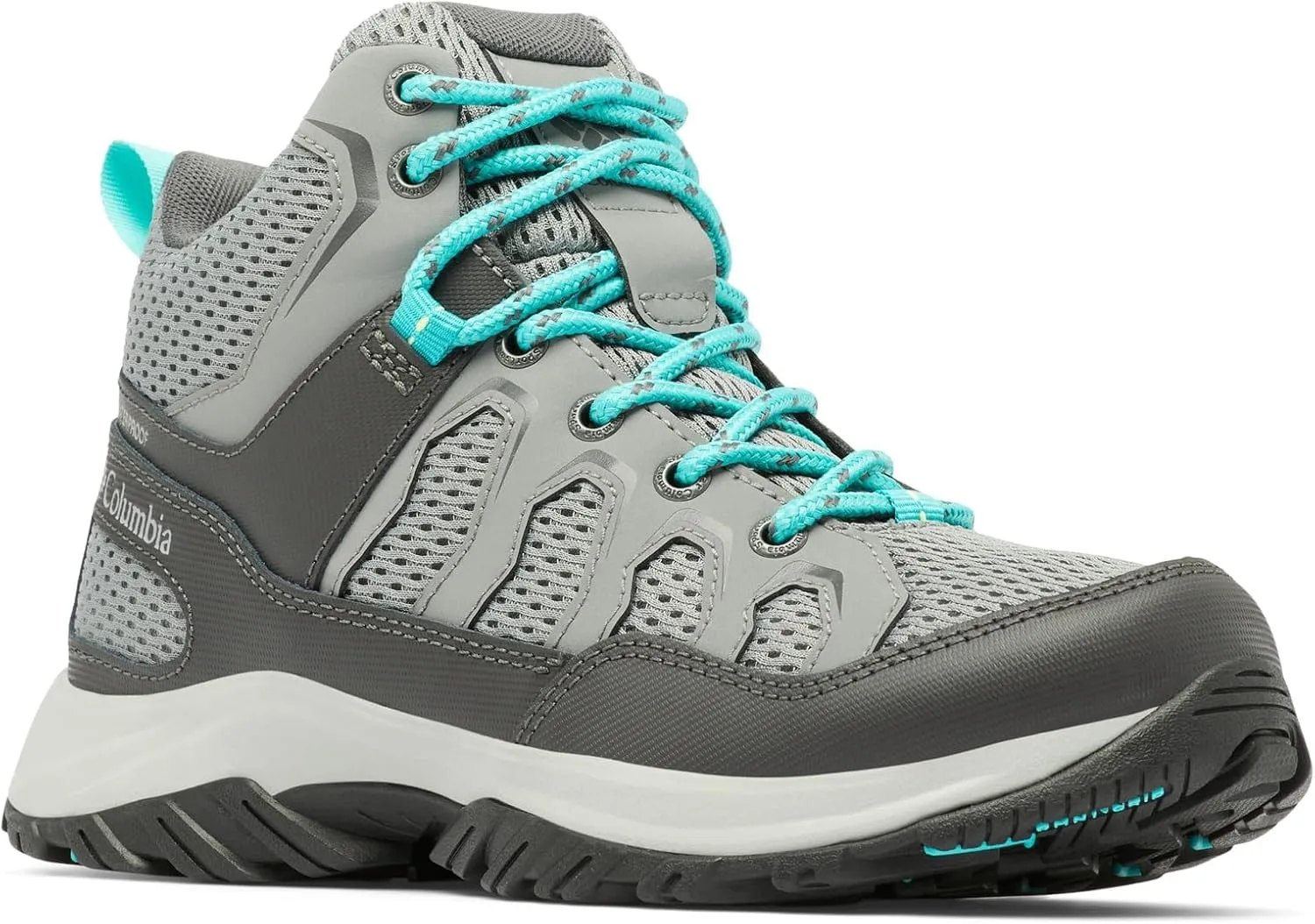 Columbia Womens Granite Trail Mid Waterproof, Titanium Grey Steel/Bright Aqua, 10 Wide