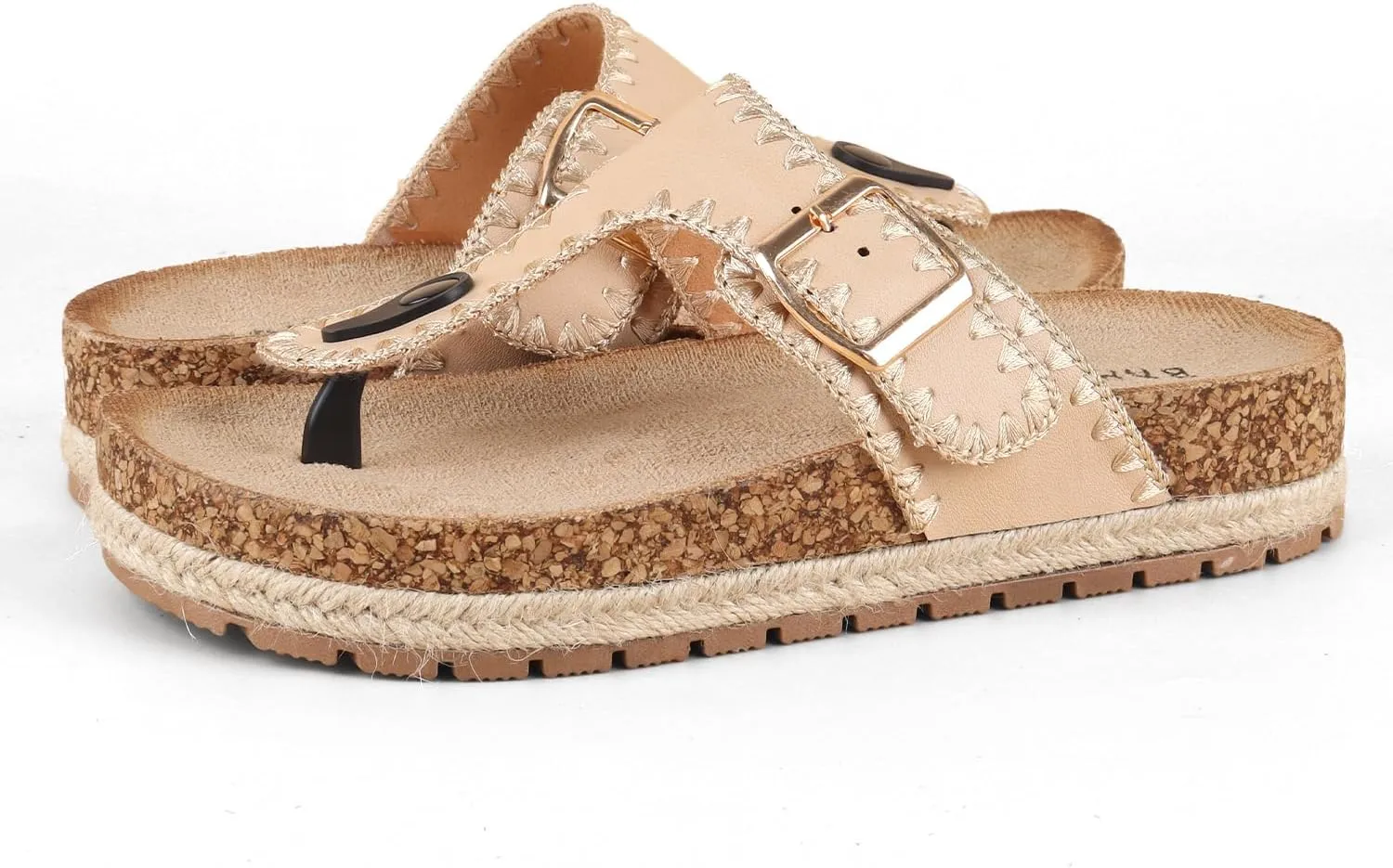 Comfortable Cork Sandals, Women's Open-Toe Slip On Buckle with Arch Support, Beach & Dressy Summer