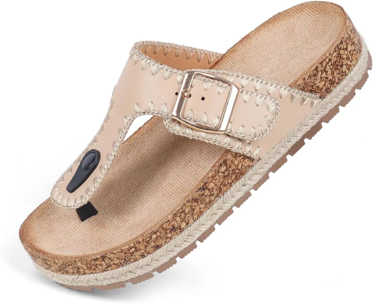 Comfortable Cork Sandals, Women's Open-Toe Slip On Buckle with Arch Support, Beach & Dressy Summer