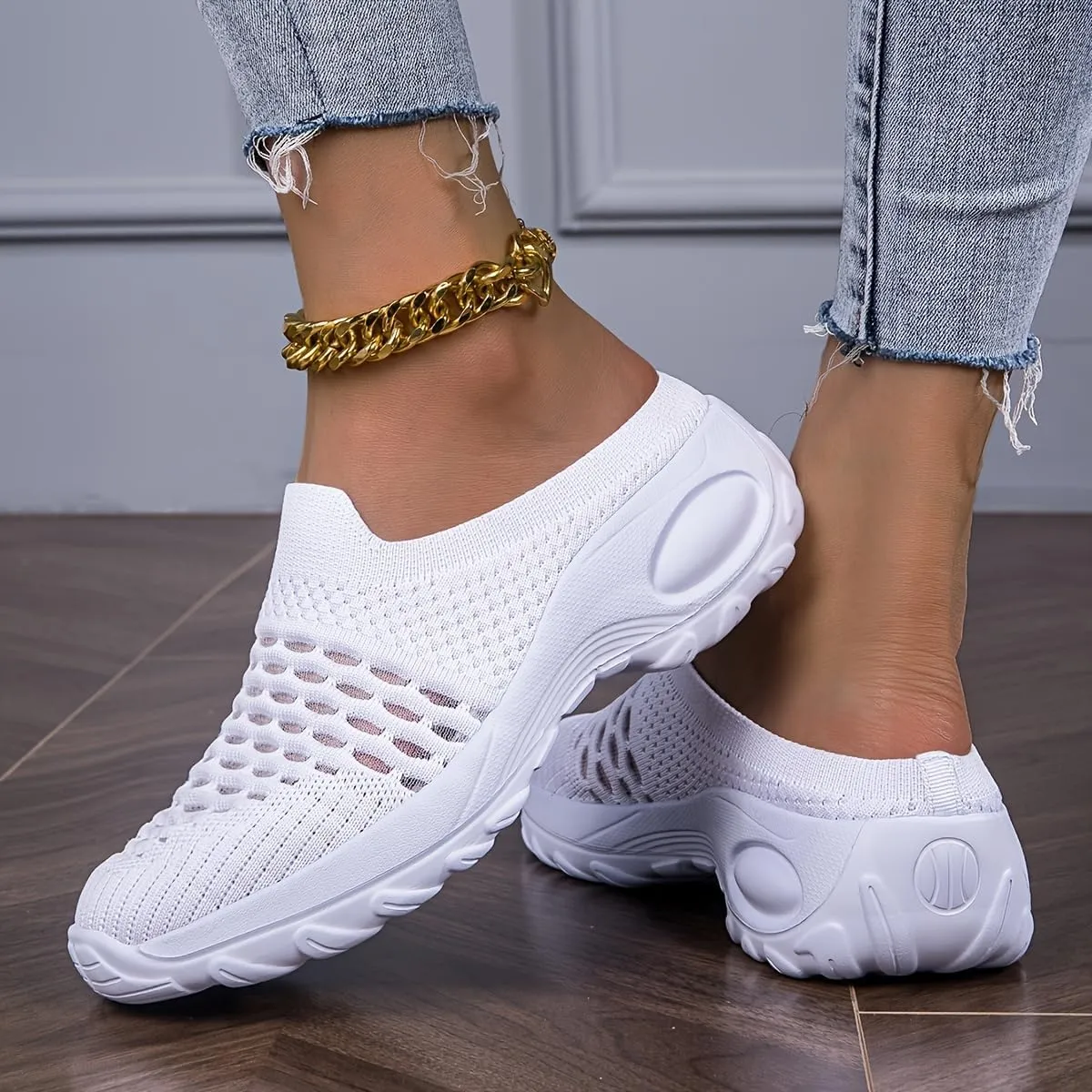 Comfortable Knit Slip-On Sneakers - Breathable Mesh Upper, High Elasticity Soft Sole, Casual Sports Shoes for Daily Wear with Superior Arch Support and Cushioning