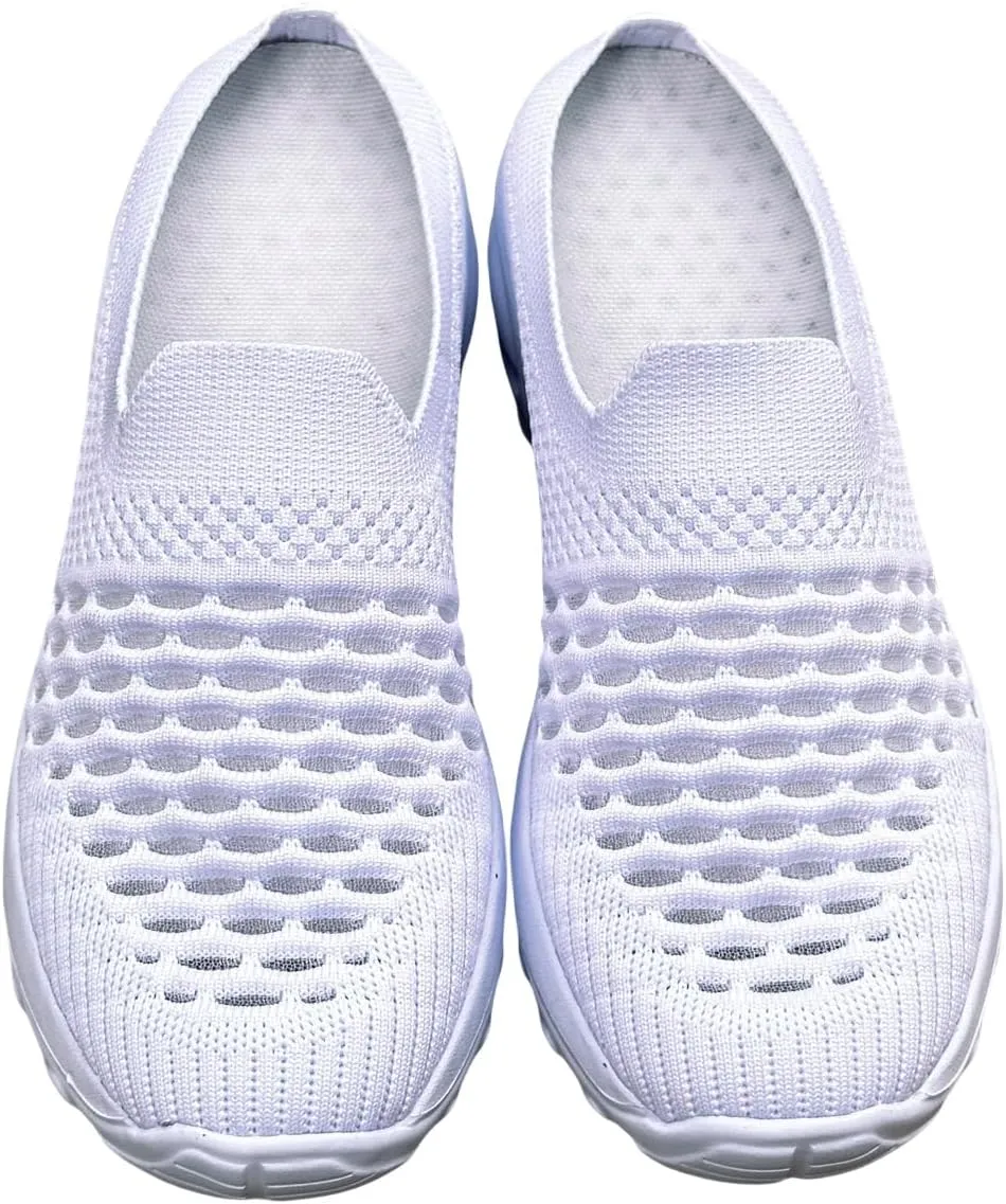 Comfortable Knit Slip-On Sneakers - Breathable Mesh Upper, High Elasticity Soft Sole, Casual Sports Shoes for Daily Wear with Superior Arch Support and Cushioning