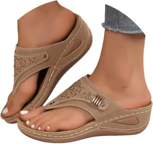 Comfortable sandals for women with Arch Support Summer Casual Boho Slip On Orthopedic Wide Width Platform Slippers