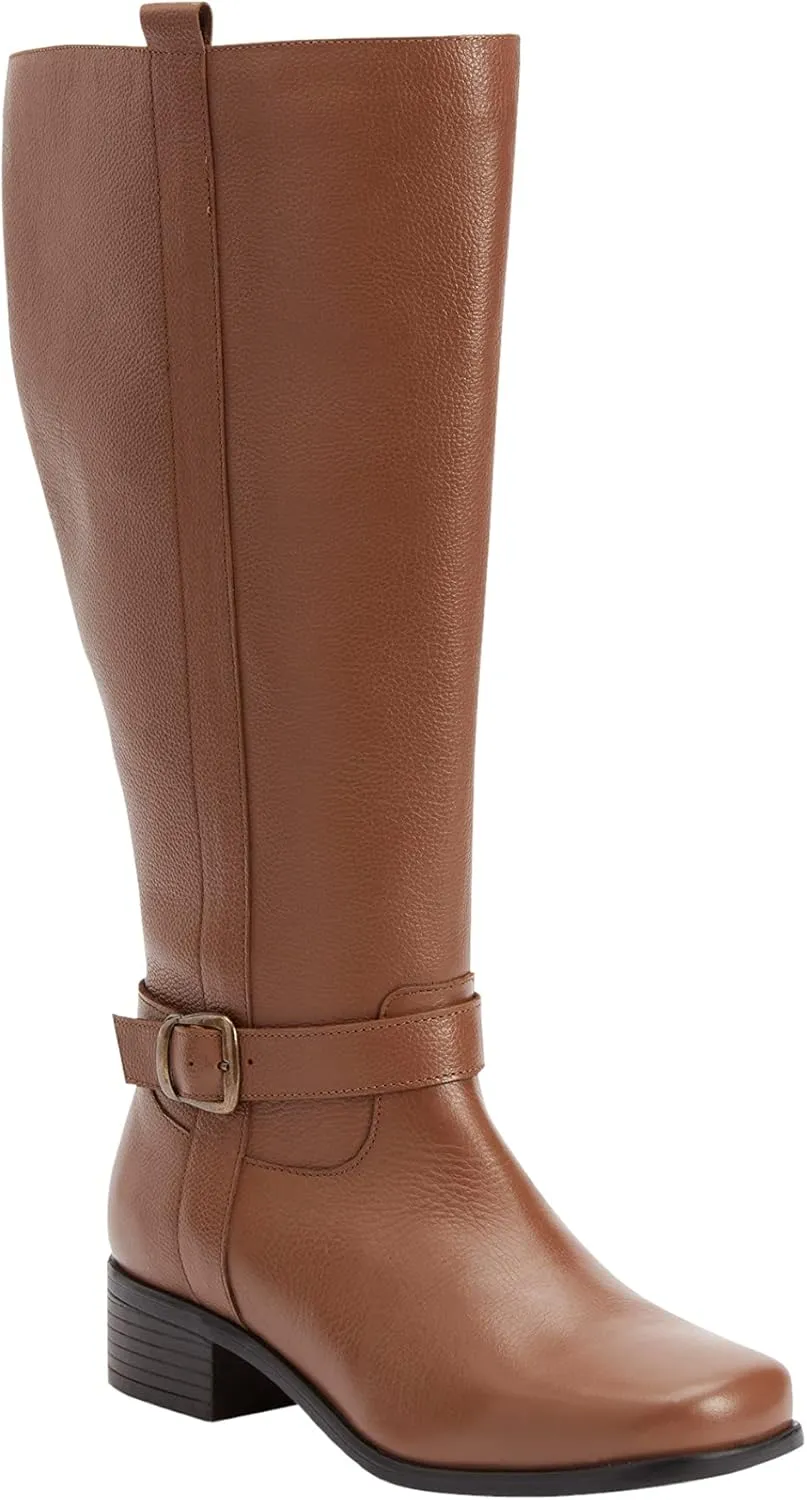 Comfortview Donna Wide Calf Leather Boot Tall Knee High Women's Winter Shoes (Wide Widths Available)