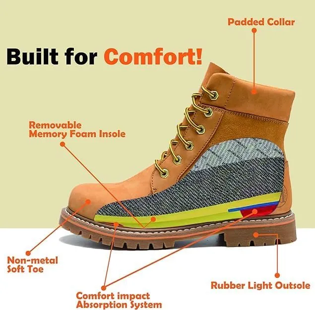 CONRAD Wheat Nubuck Work Boot Collection: Sturdy, Soft Toe, Slip-Resistant Safety Shoes for Men