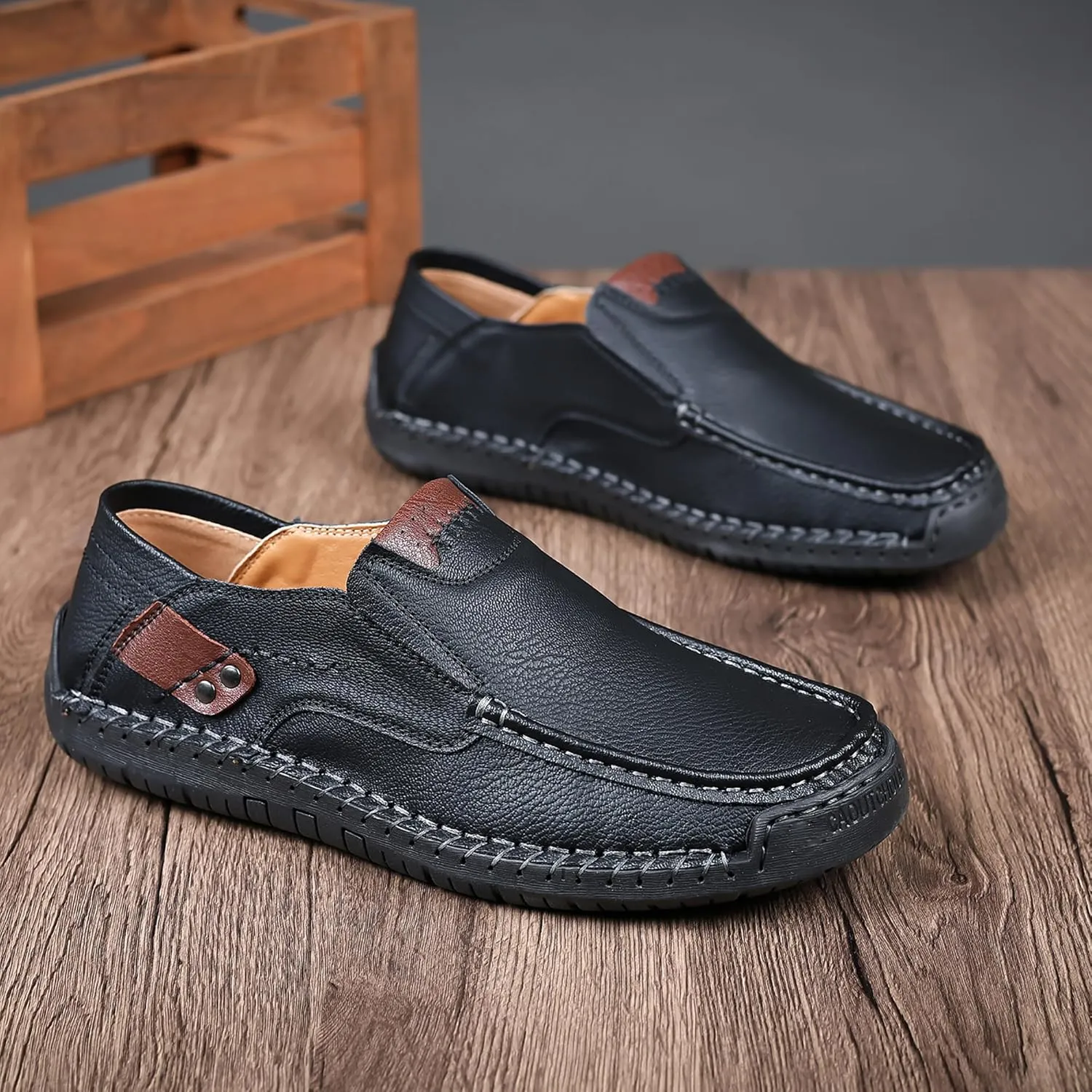 Coramtty Mens Loafers Casual Slip on Shoes Business Moccasins Lightweight Refreshing Classic Slippers Walking Driving Travelling Outdoor