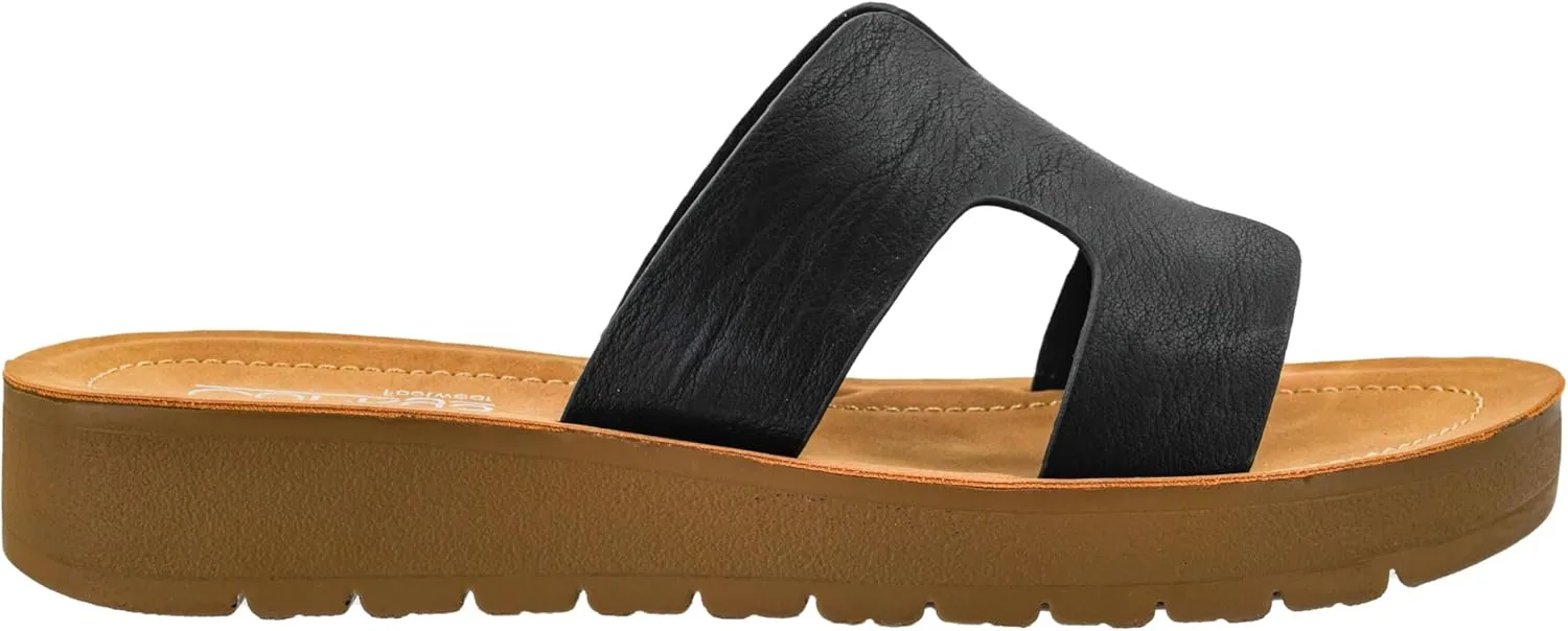 Corkys Footwear Hold Please 1-Inch Platform Sandals with Cushioned Foot-bed and Stylish 'H' Strap On Upper– Ultimate Comfort Meets Chic Design - Perfect For Everyday Wear