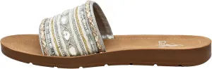 Corkys Footwear Vacation Mode Sandal - Comfortable and Soft Insole Designed for All-Day Wear, Chic and Stylish Raffia Woven Strap With Gems and Metal Accents