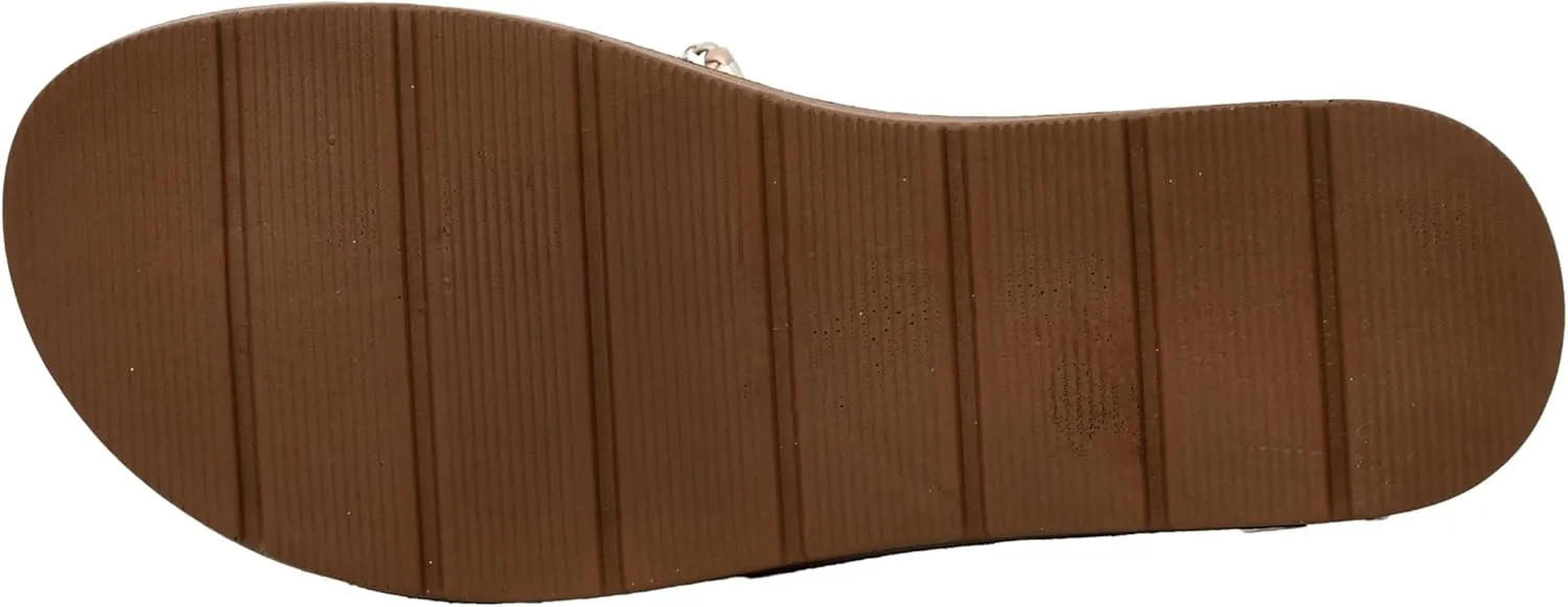 Corkys Footwear Vacation Mode Sandal - Comfortable and Soft Insole Designed for All-Day Wear, Chic and Stylish Raffia Woven Strap With Gems and Metal Accents