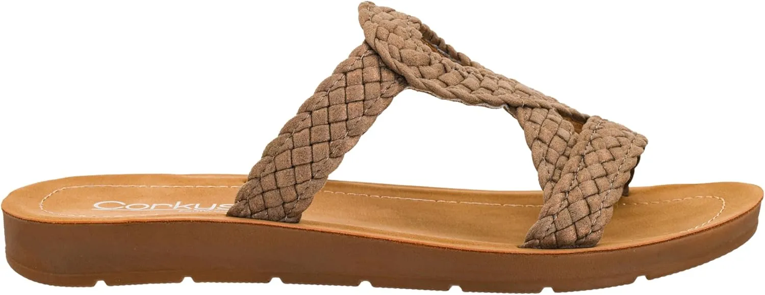 Corkys Footwear Womens All Tangled Up Sandals - With Flexible Comfortable Soles, Woven Straps, And A Chic Keyhole Design - Chic and Stylish Summer Sandals