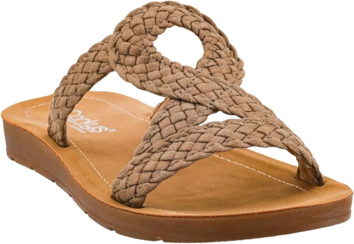 Corkys Footwear Womens All Tangled Up Sandals - With Flexible Comfortable Soles, Woven Straps, And A Chic Keyhole Design - Chic and Stylish Summer Sandals