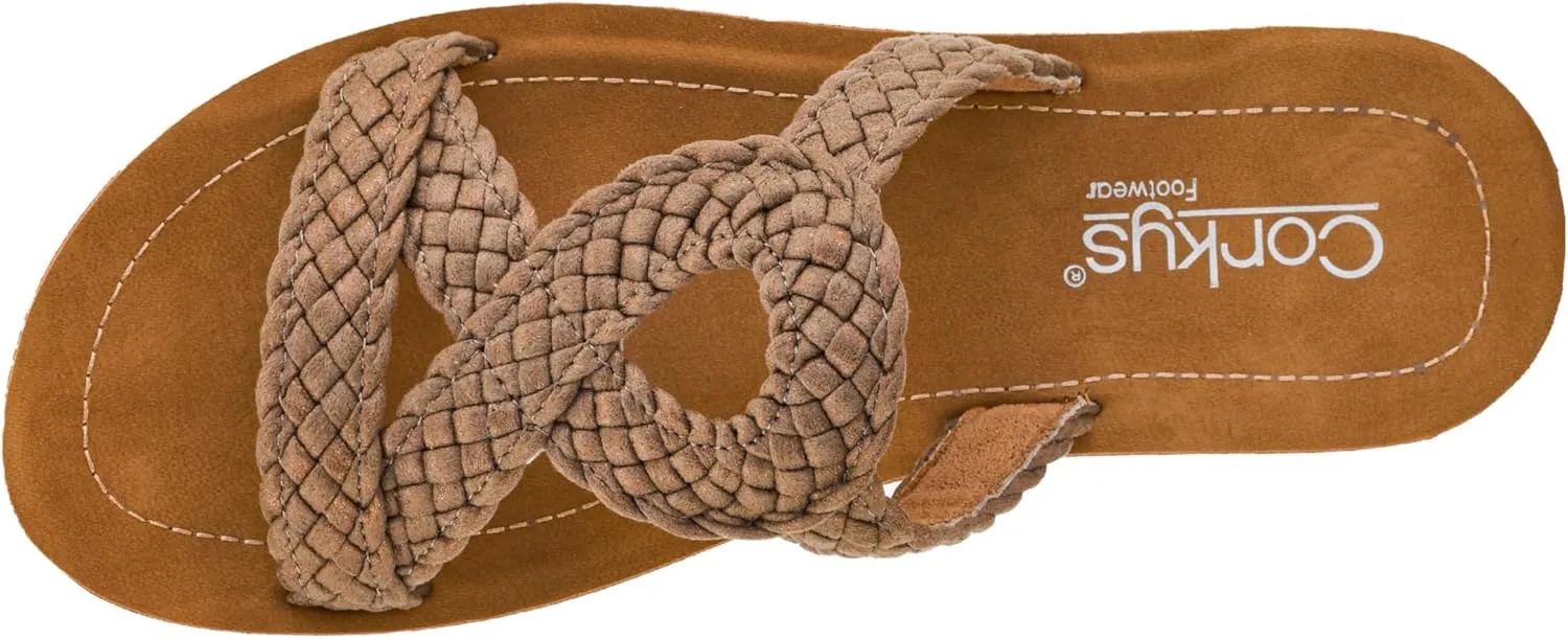 Corkys Footwear Womens All Tangled Up Sandals - With Flexible Comfortable Soles, Woven Straps, And A Chic Keyhole Design - Chic and Stylish Summer Sandals